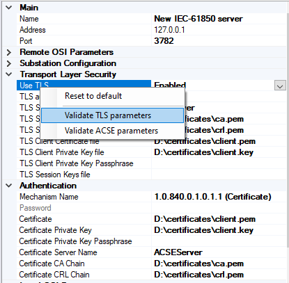 Server Profile Validation Menu